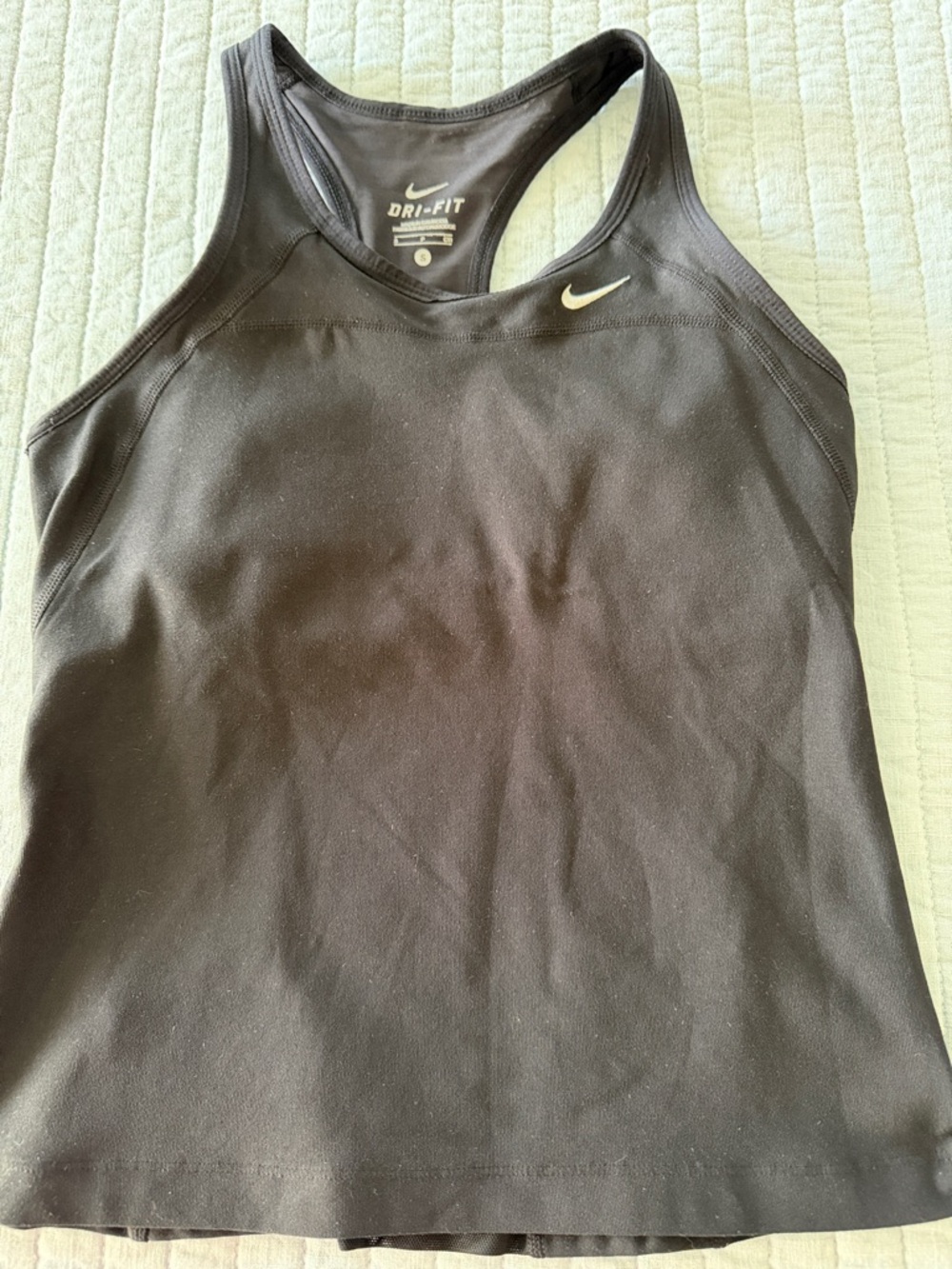 Nike Black Dri-FIT Racerback Tank with White Swoosh